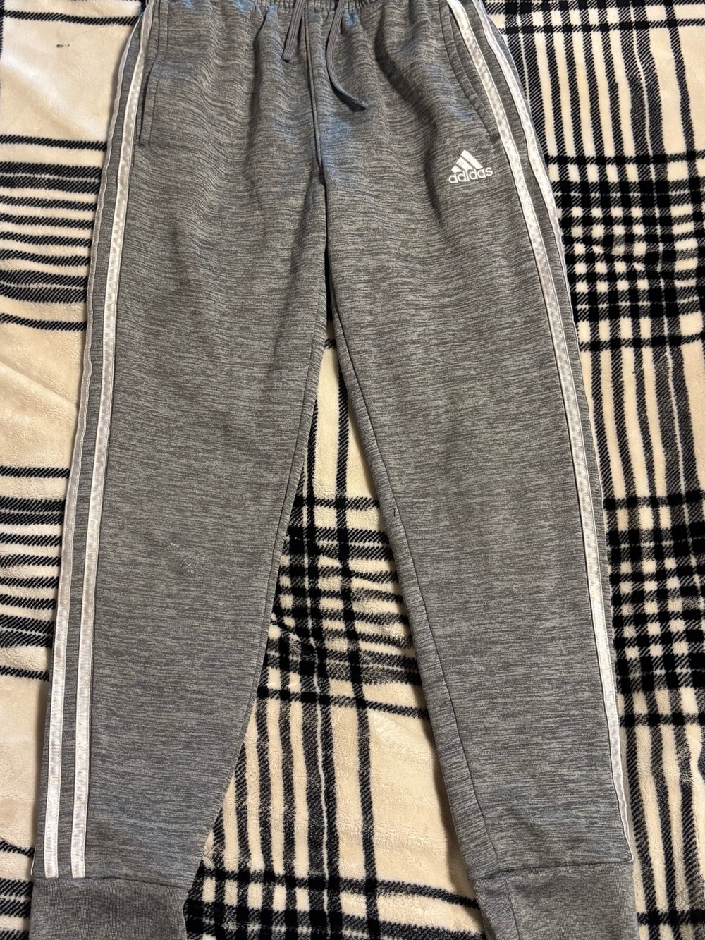 adidas Gray Kids Sweatpants with White Side Stripes